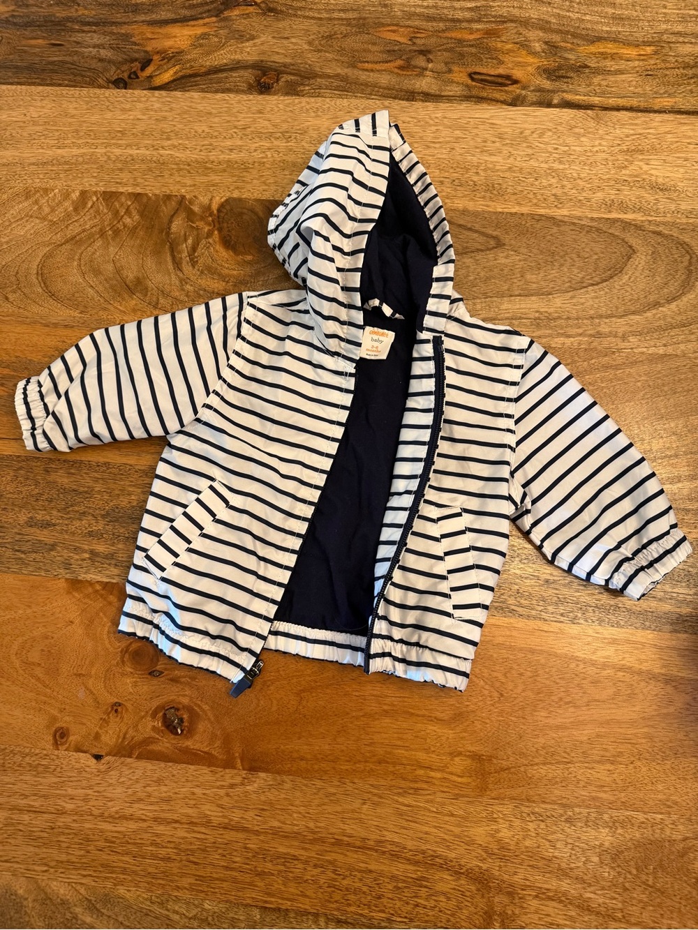 Gymboree Striped Hooded Jacket - Navy & White